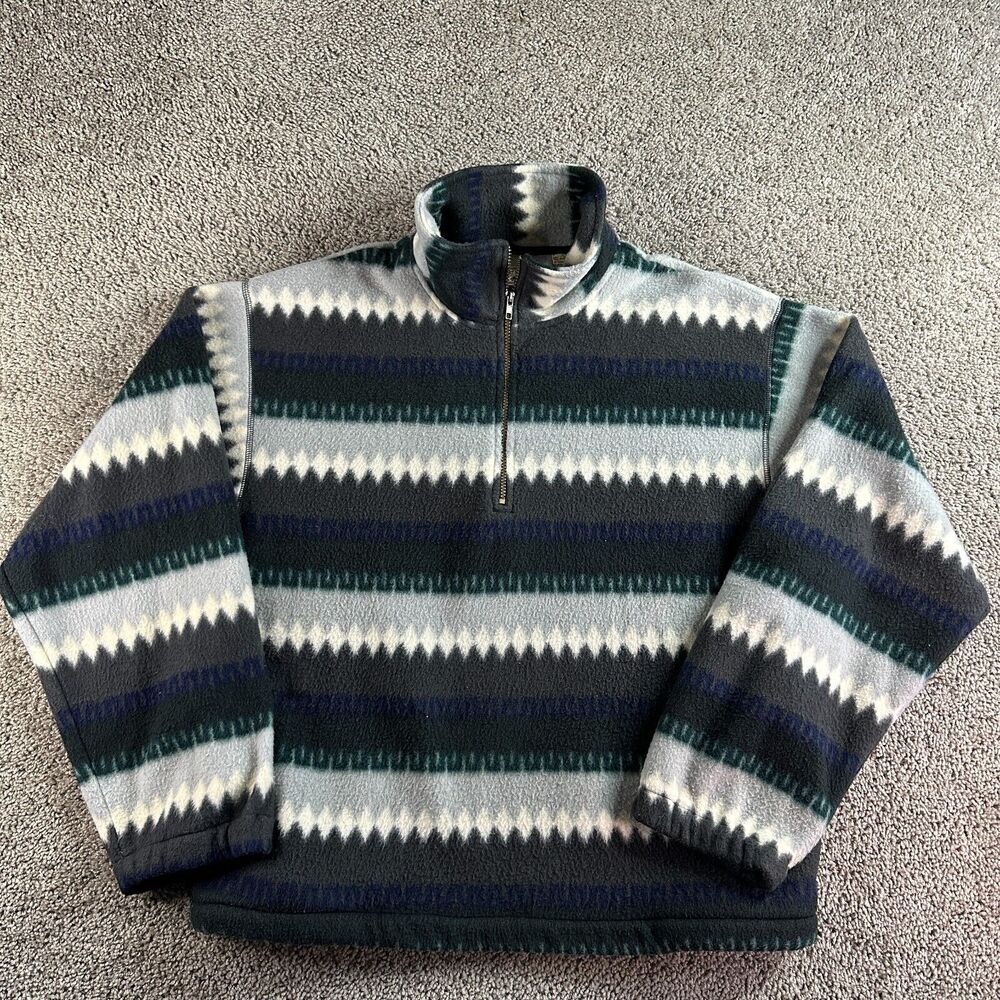 The Great Plains Jacket Mens Large Gray Blue Fleece 1/4 Zip Pullover Outdoors